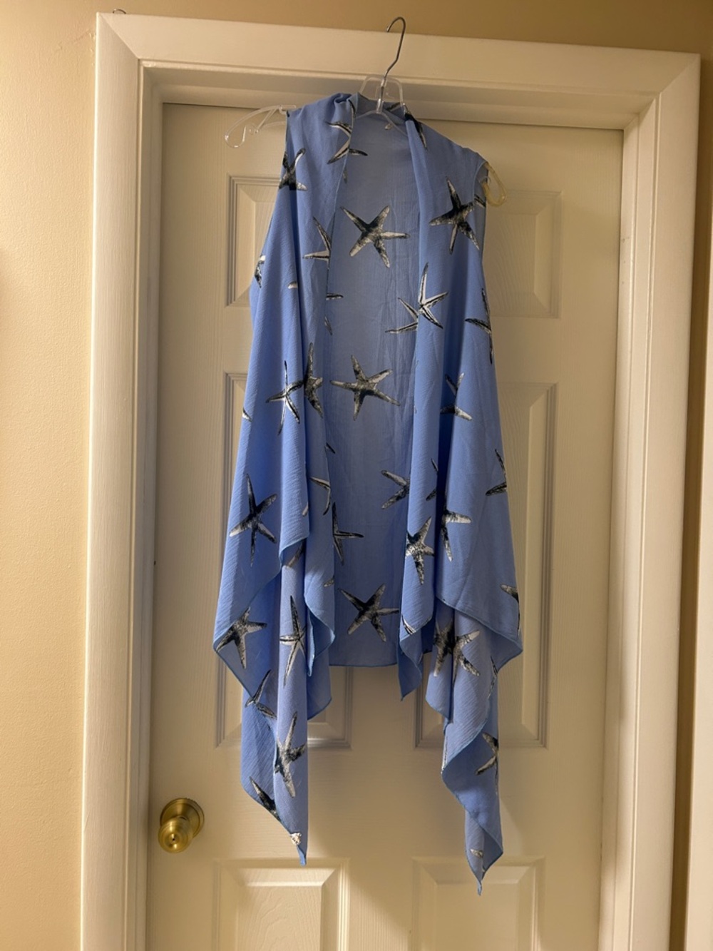 Blue Starfish Draped Kimono- Soft Coastal design